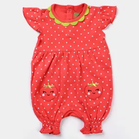 Infant Girls Cotton Interlock Knitted Romper Strawberry-F.Scarlet