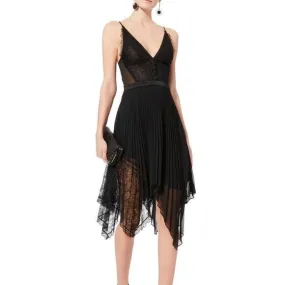 JONATHAN SIMKHAI PLEATED LACE MIDI DRESS