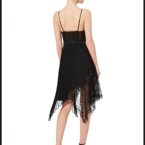 JONATHAN SIMKHAI PLEATED LACE MIDI DRESS