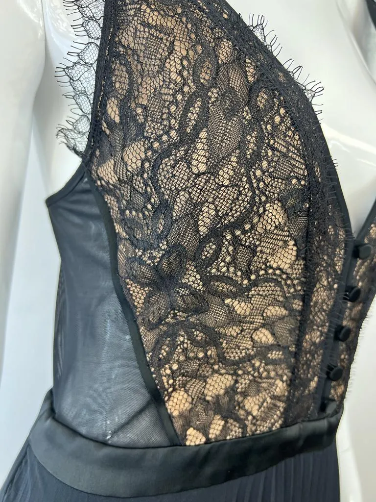 JONATHAN SIMKHAI PLEATED LACE MIDI DRESS
