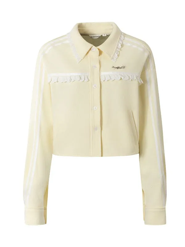 Lace Stitch Shirt Jacket & Pleated Skirt