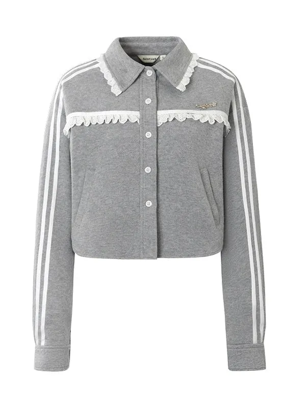 Lace Stitch Shirt Jacket & Pleated Skirt