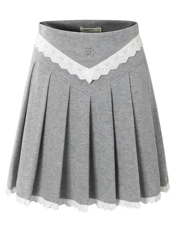 Lace Stitch Shirt Jacket & Pleated Skirt
