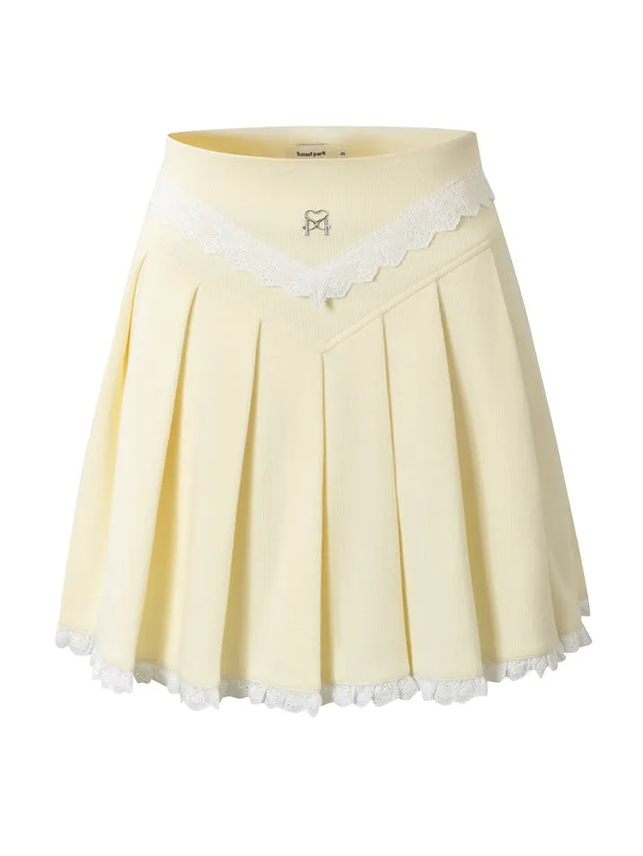 Lace Stitch Shirt Jacket & Pleated Skirt