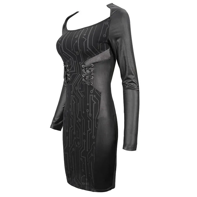 'Levitate' Cyberpunk Printed Dress