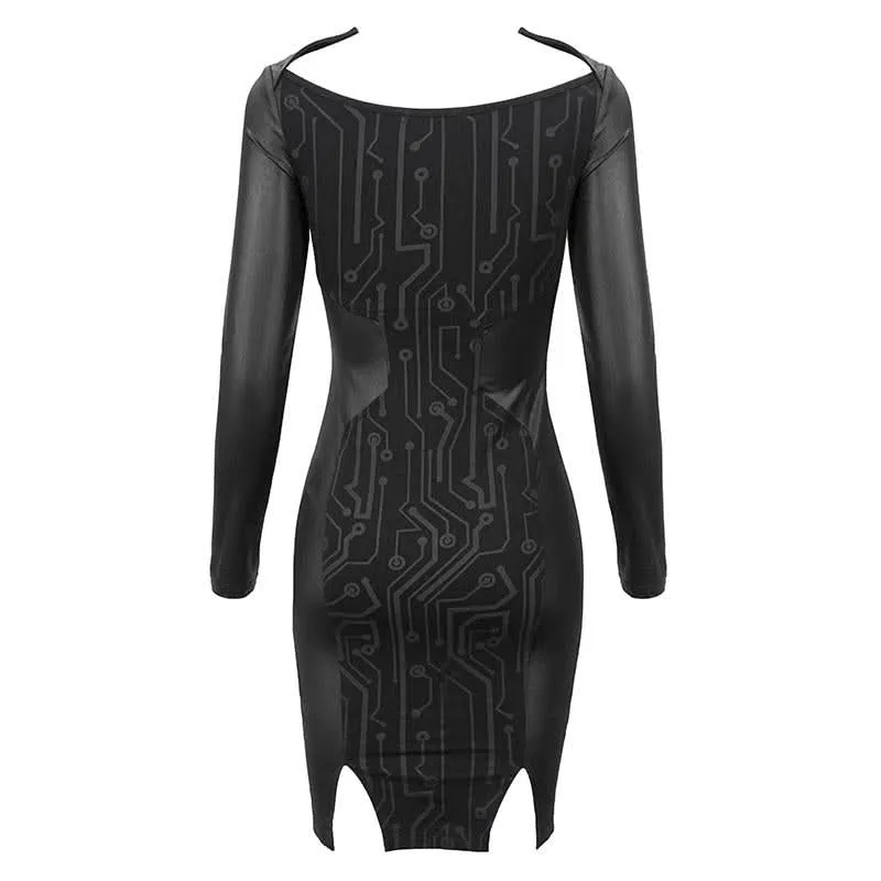 'Levitate' Cyberpunk Printed Dress