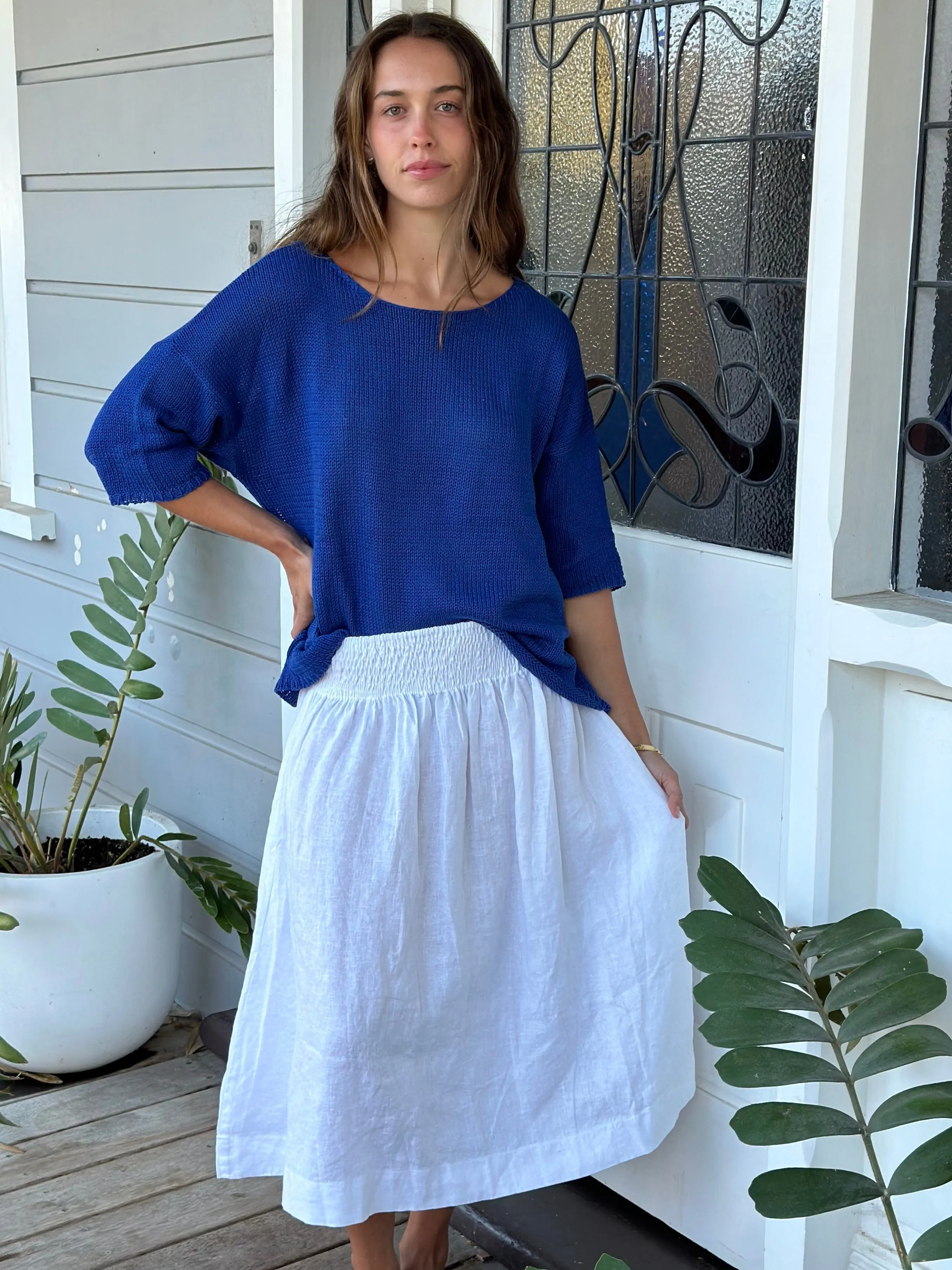 lola skirt-white linen