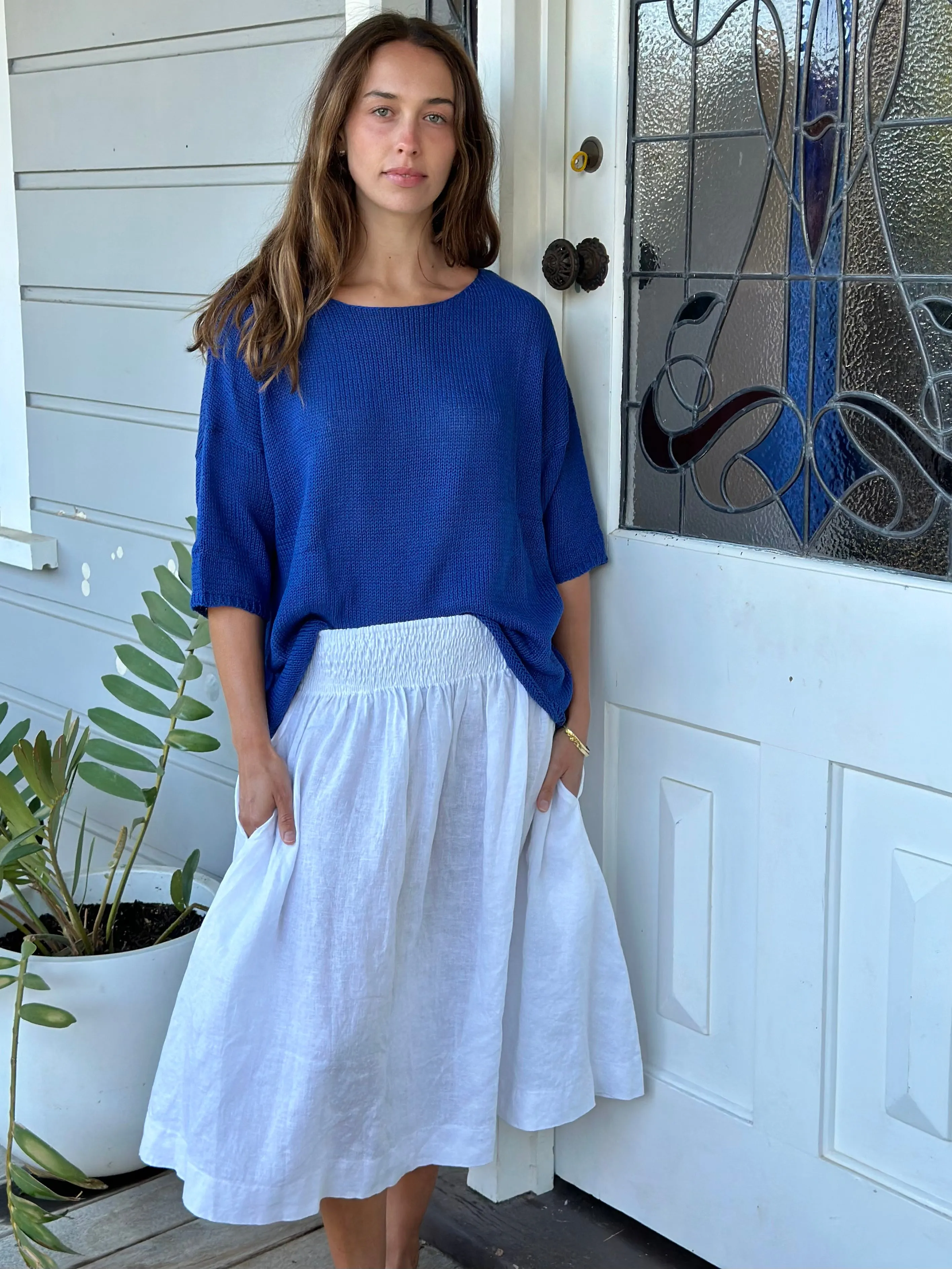 lola skirt-white linen