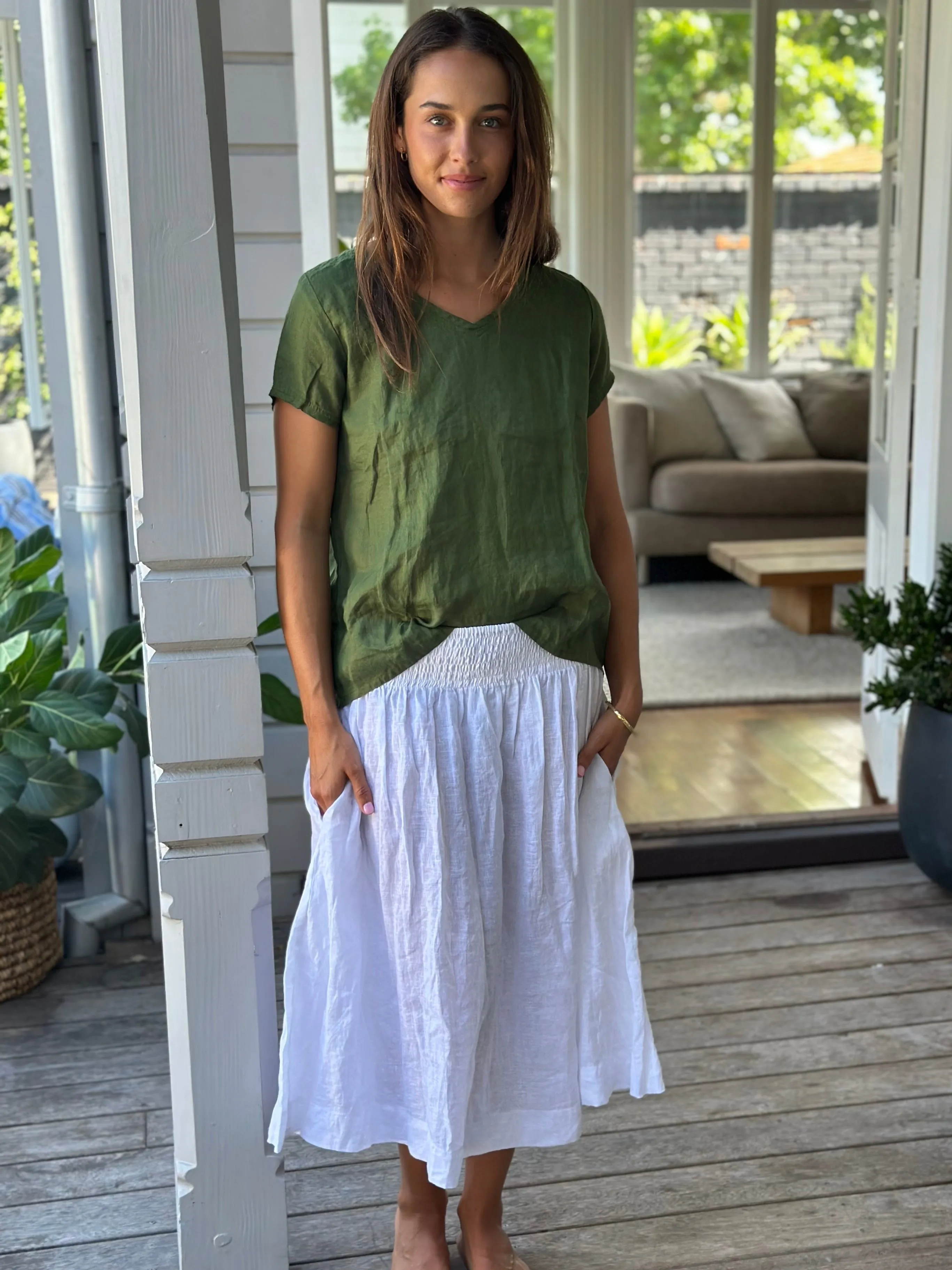 lola skirt-white linen