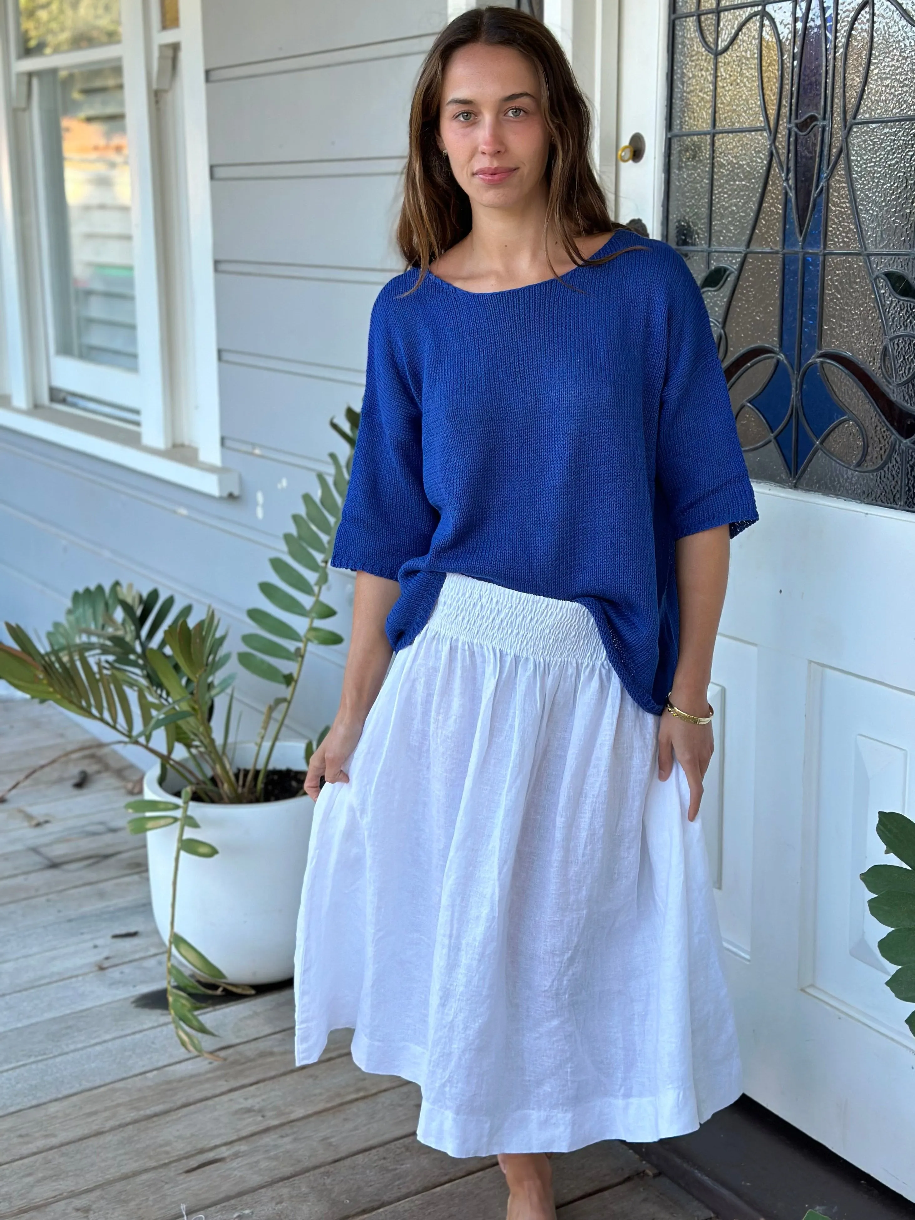 lola skirt-white linen
