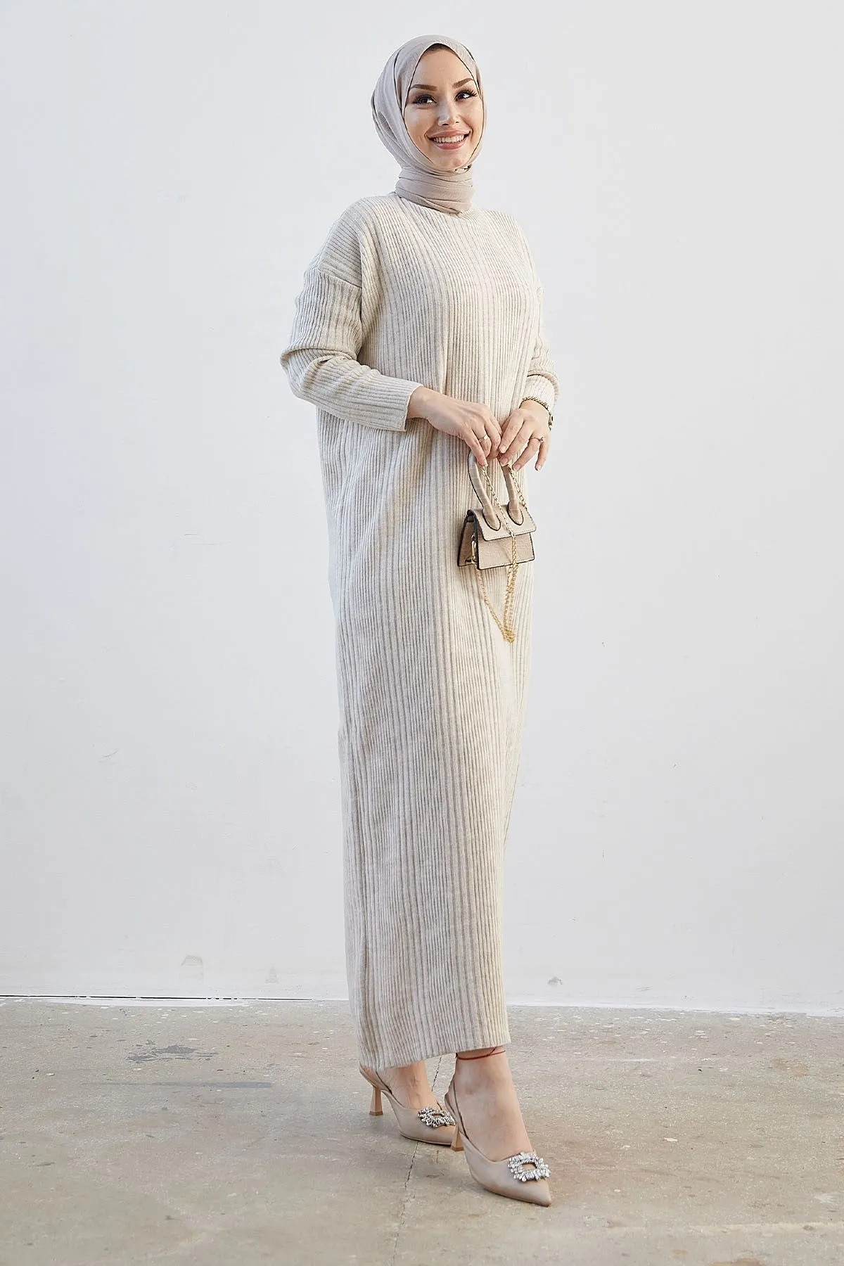 MDS Women Arissa Fisherman Collar Long Knit Dress - Ecru - Kokomo