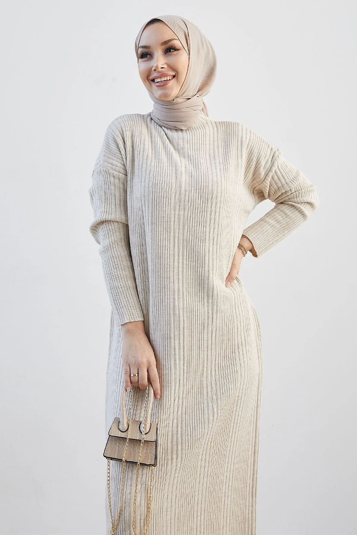 MDS Women Arissa Fisherman Collar Long Knit Dress - Ecru - Kokomo