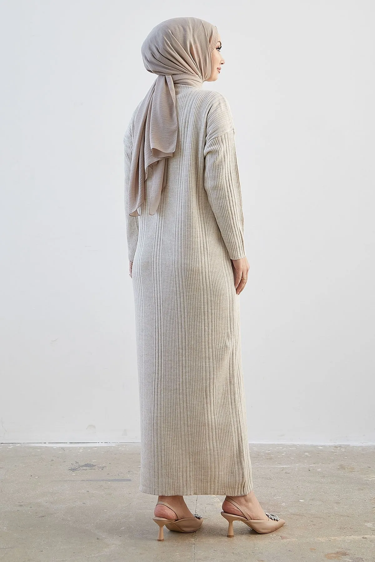 MDS Women Arissa Fisherman Collar Long Knit Dress - Ecru - Kokomo