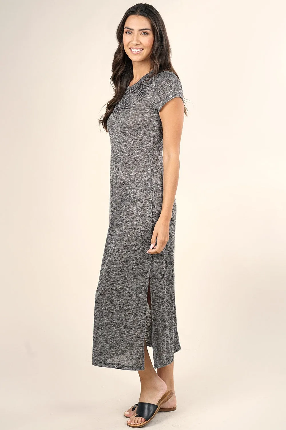 Melange Knit Midi T-Shirt Dress