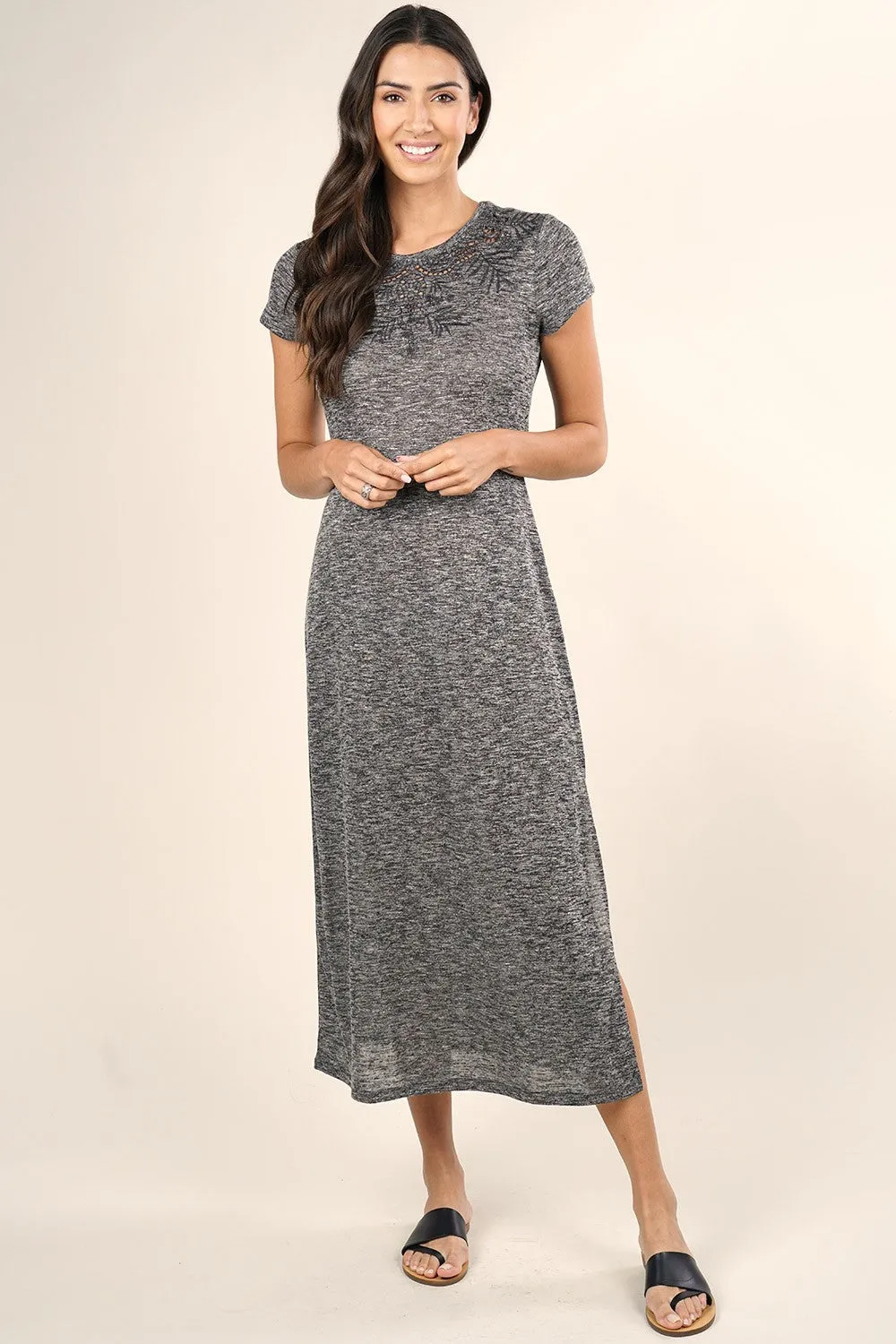 Melange Knit Midi T-Shirt Dress