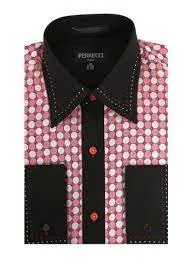 Men Dress Shirt MSD1028 Red Black
