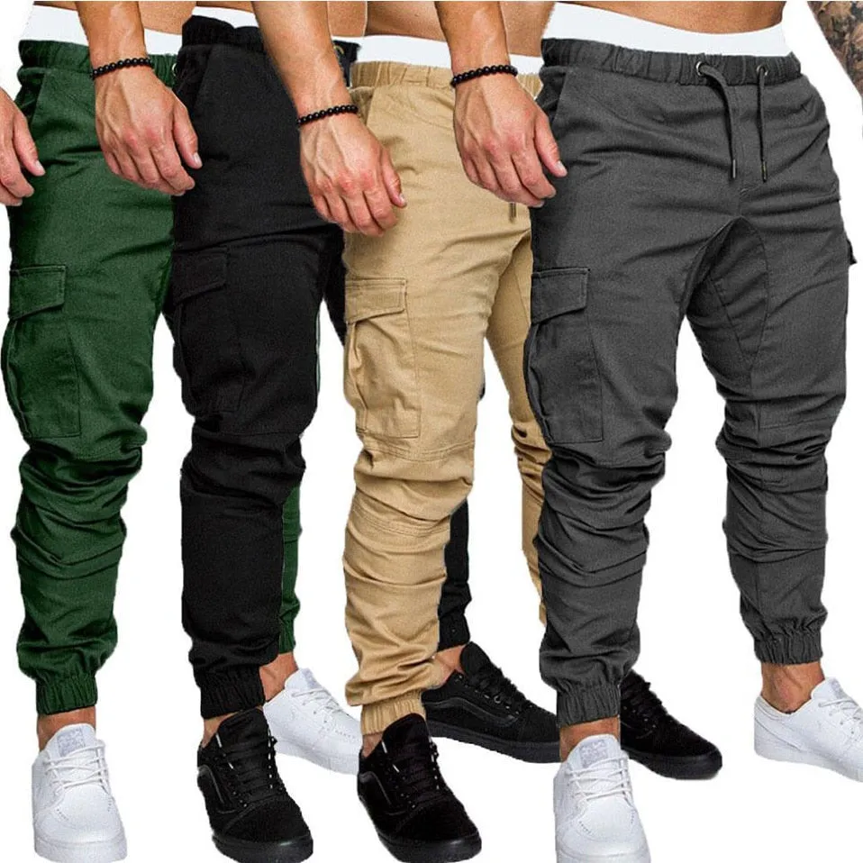 Men’s Solid Multi-Pocket Tactical Cargo Pants