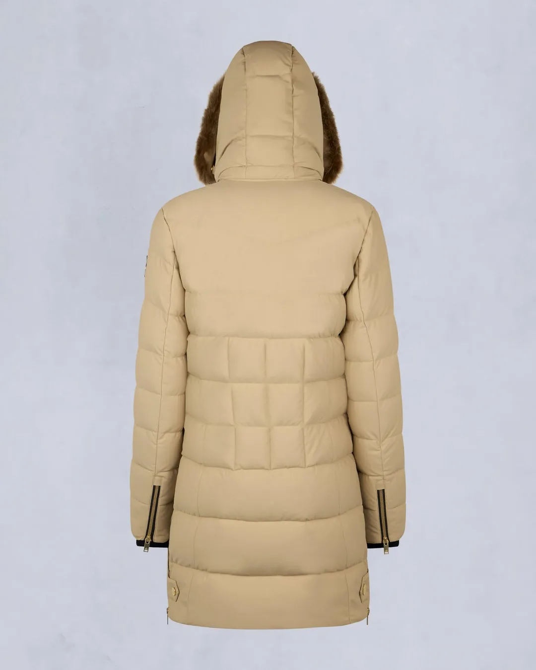 Moose Knuckles Womens Gold Series Watershed Parka in Sand with Brown Shearling
