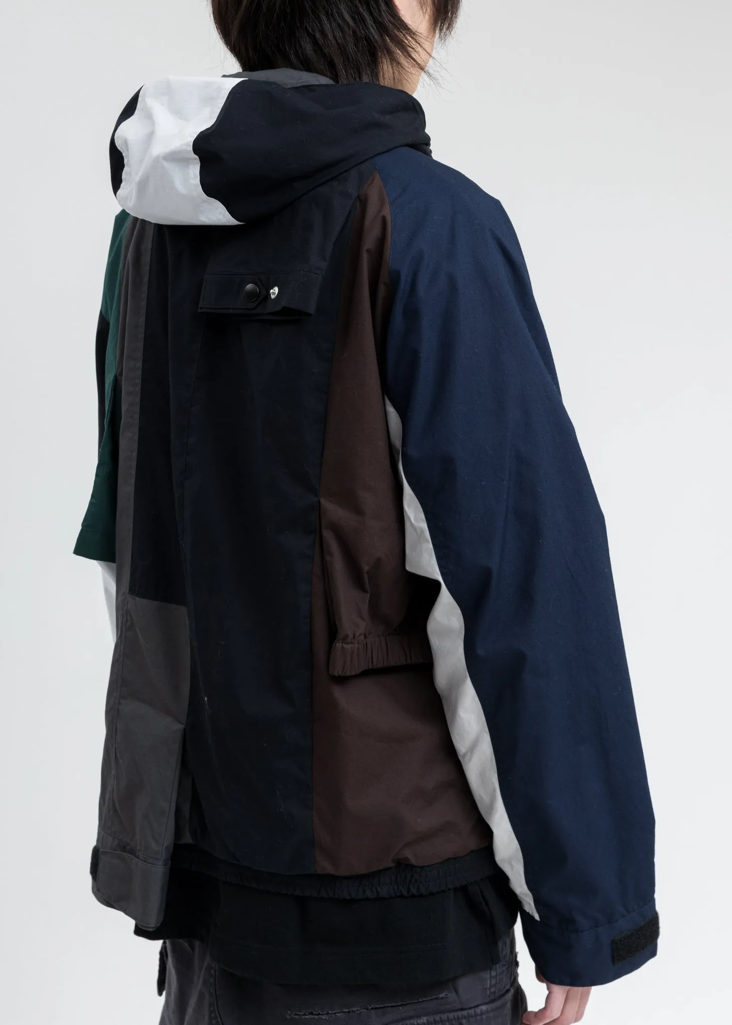 Multicolor Sleeves Combined Shirt Parka