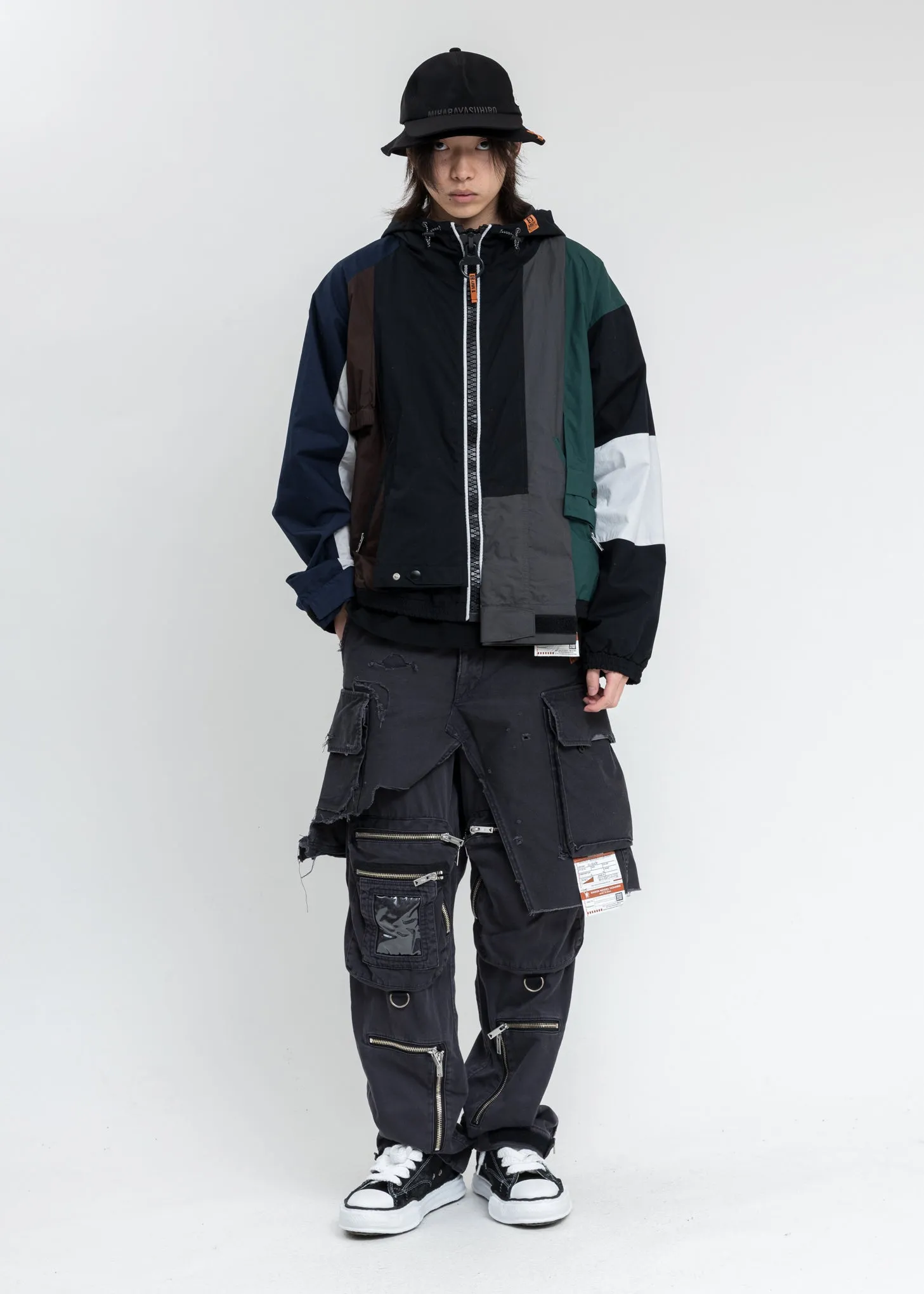 Multicolor Sleeves Combined Shirt Parka