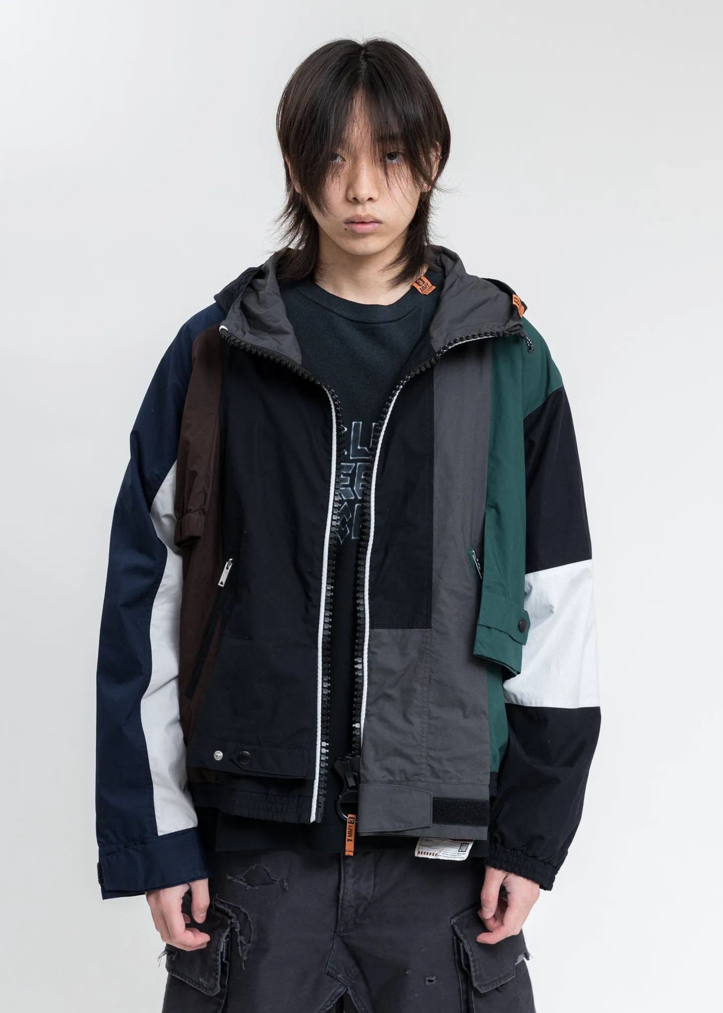 Multicolor Sleeves Combined Shirt Parka