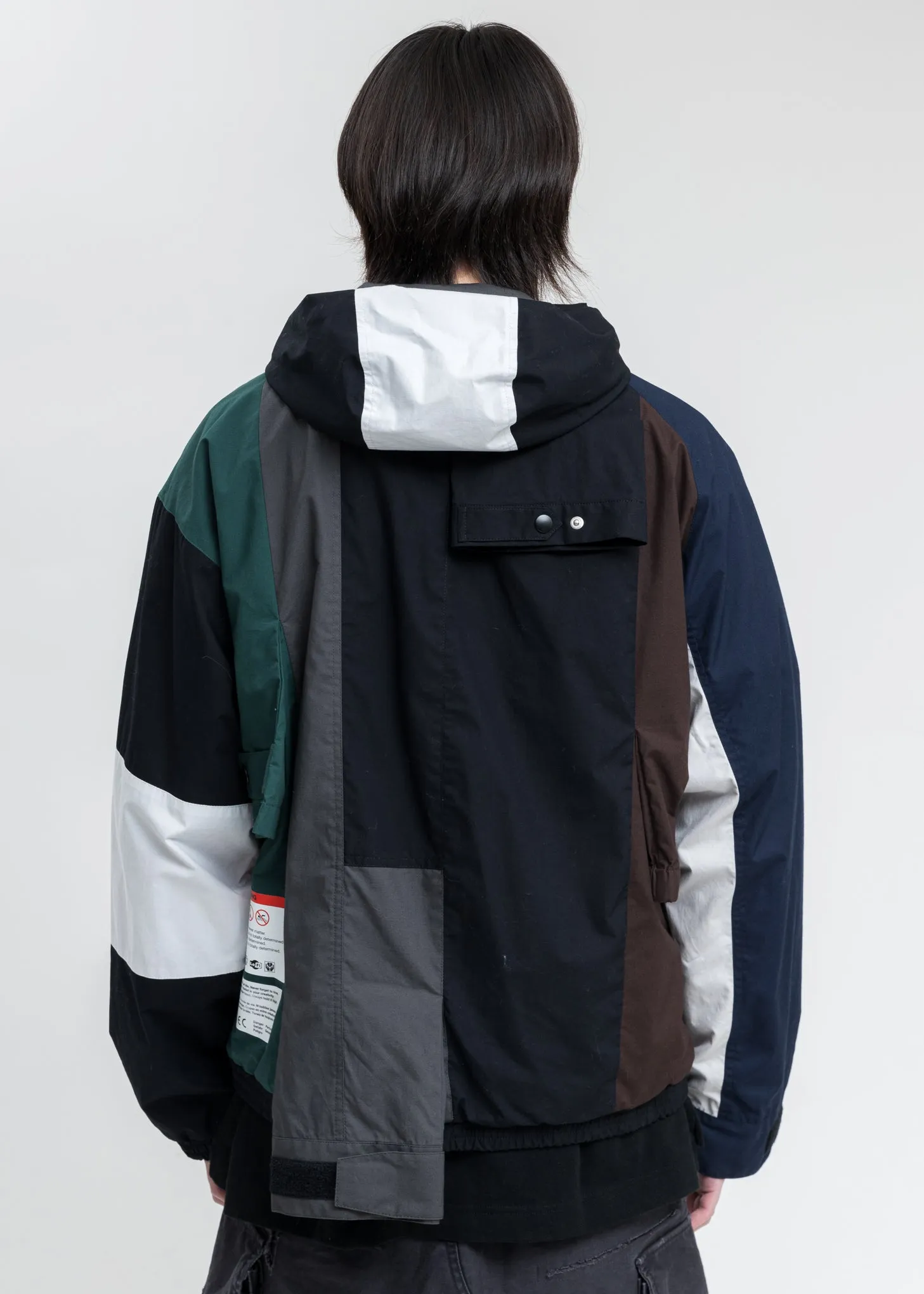Multicolor Sleeves Combined Shirt Parka