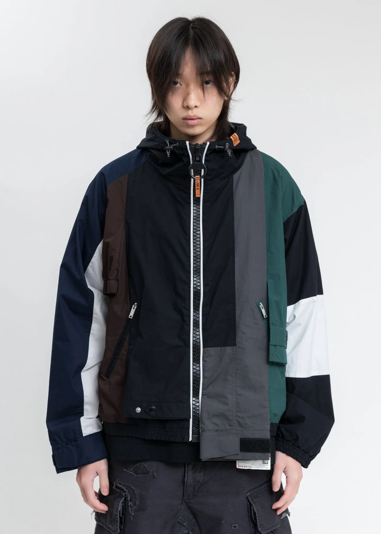 Multicolor Sleeves Combined Shirt Parka