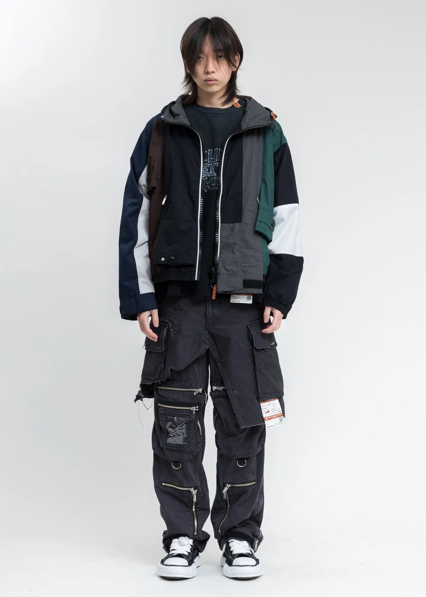 Multicolor Sleeves Combined Shirt Parka