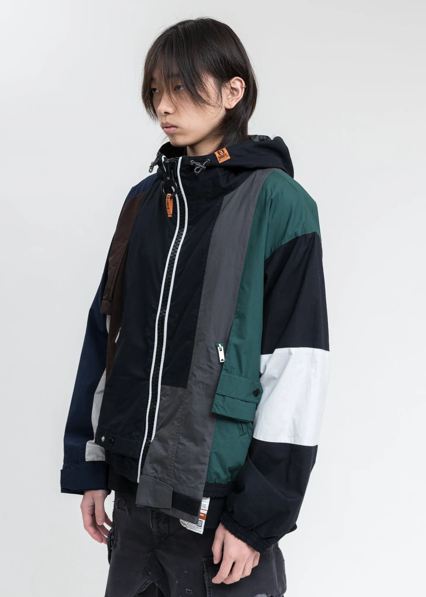 Multicolor Sleeves Combined Shirt Parka