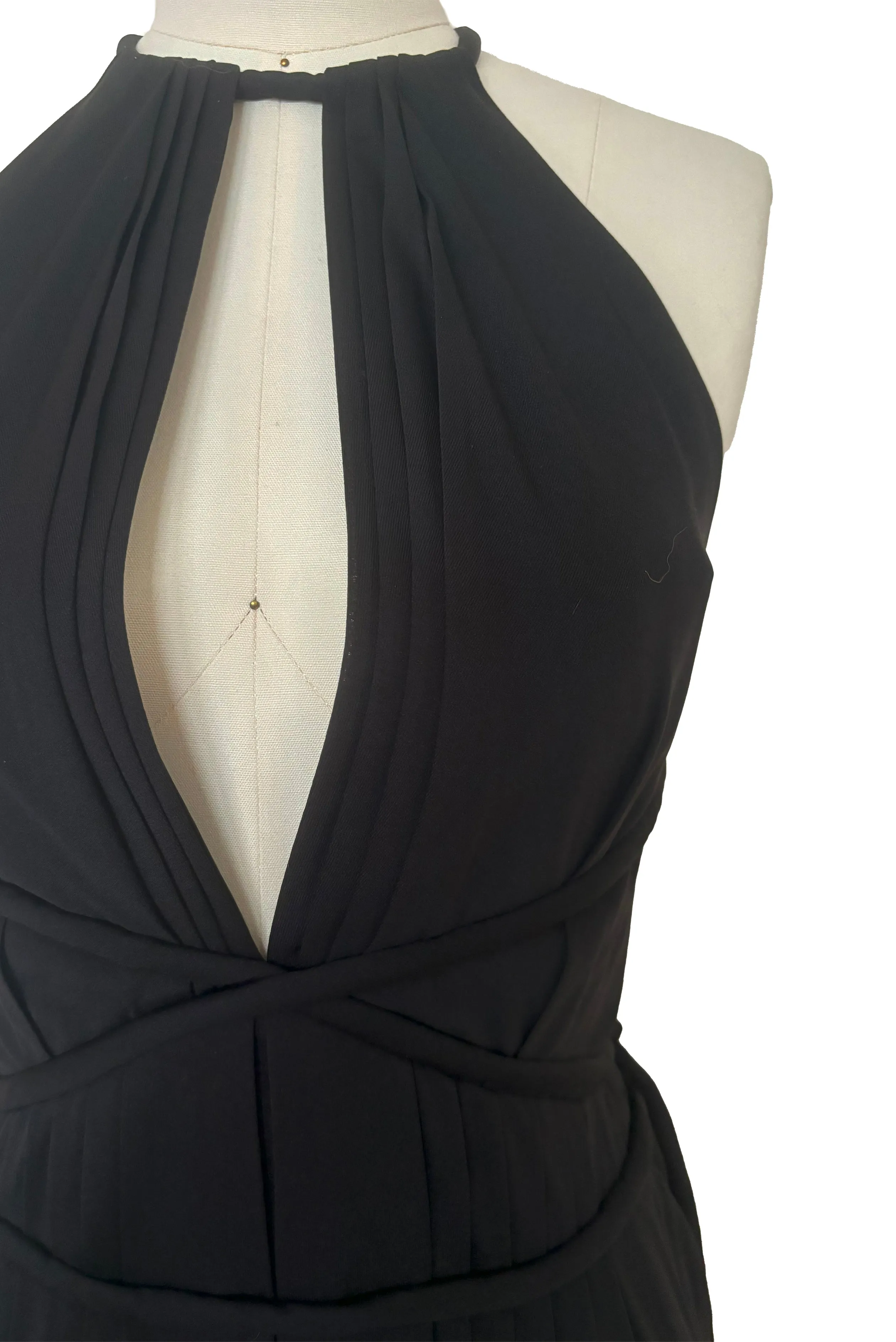 NWT 1970s Black Jersey Halter Evening Dress by Roter Couture, Medium to Large