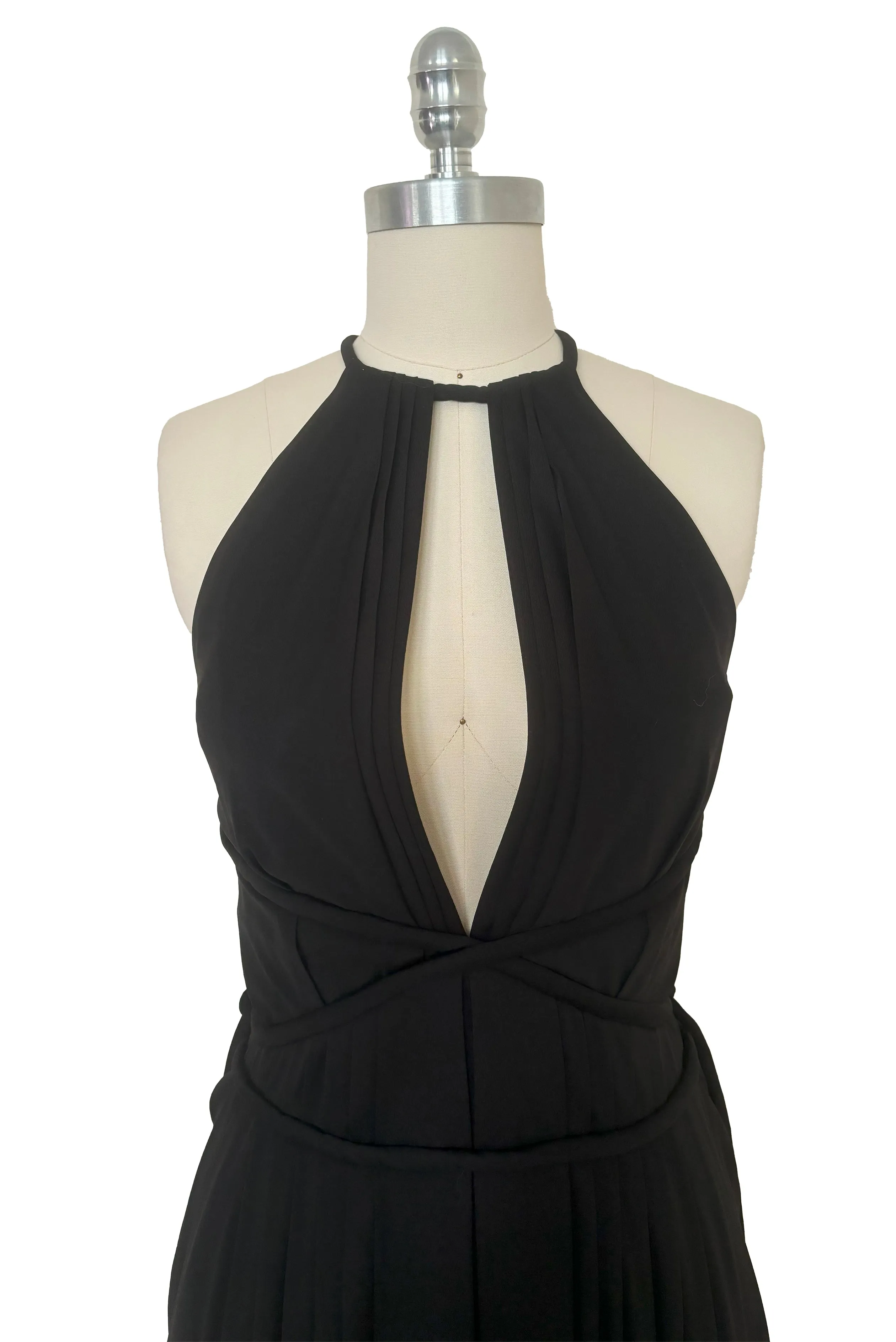 NWT 1970s Black Jersey Halter Evening Dress by Roter Couture, Medium to Large