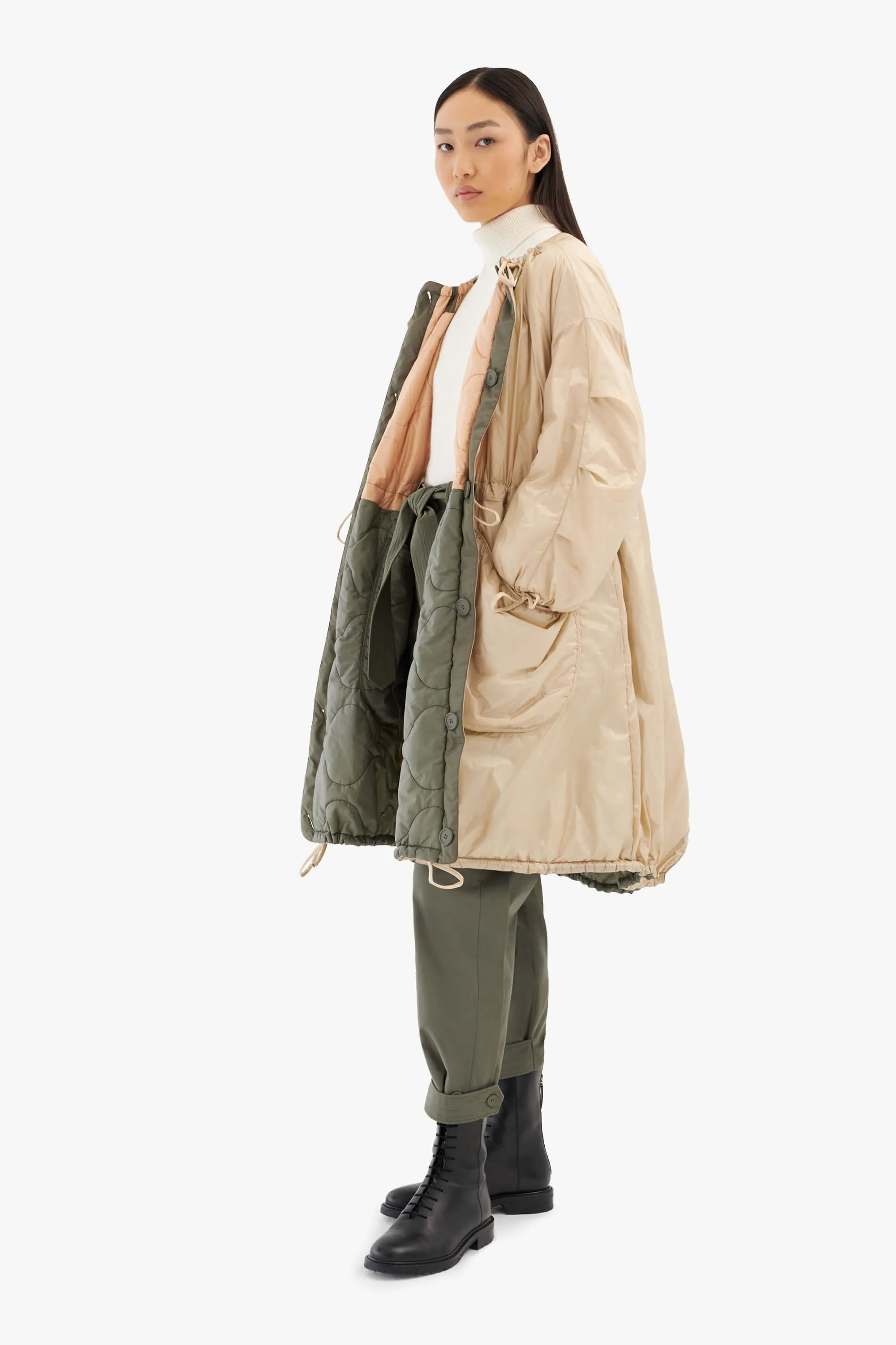 Parachute Quilt Parka - Soft Peach / Oyster