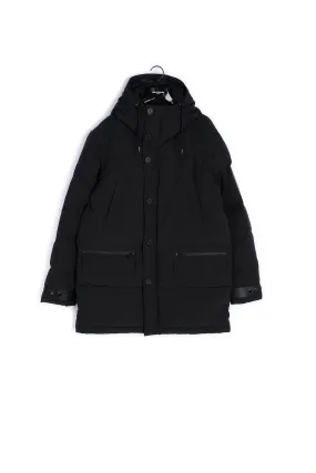 Parka coton noire matelassée détail cuir