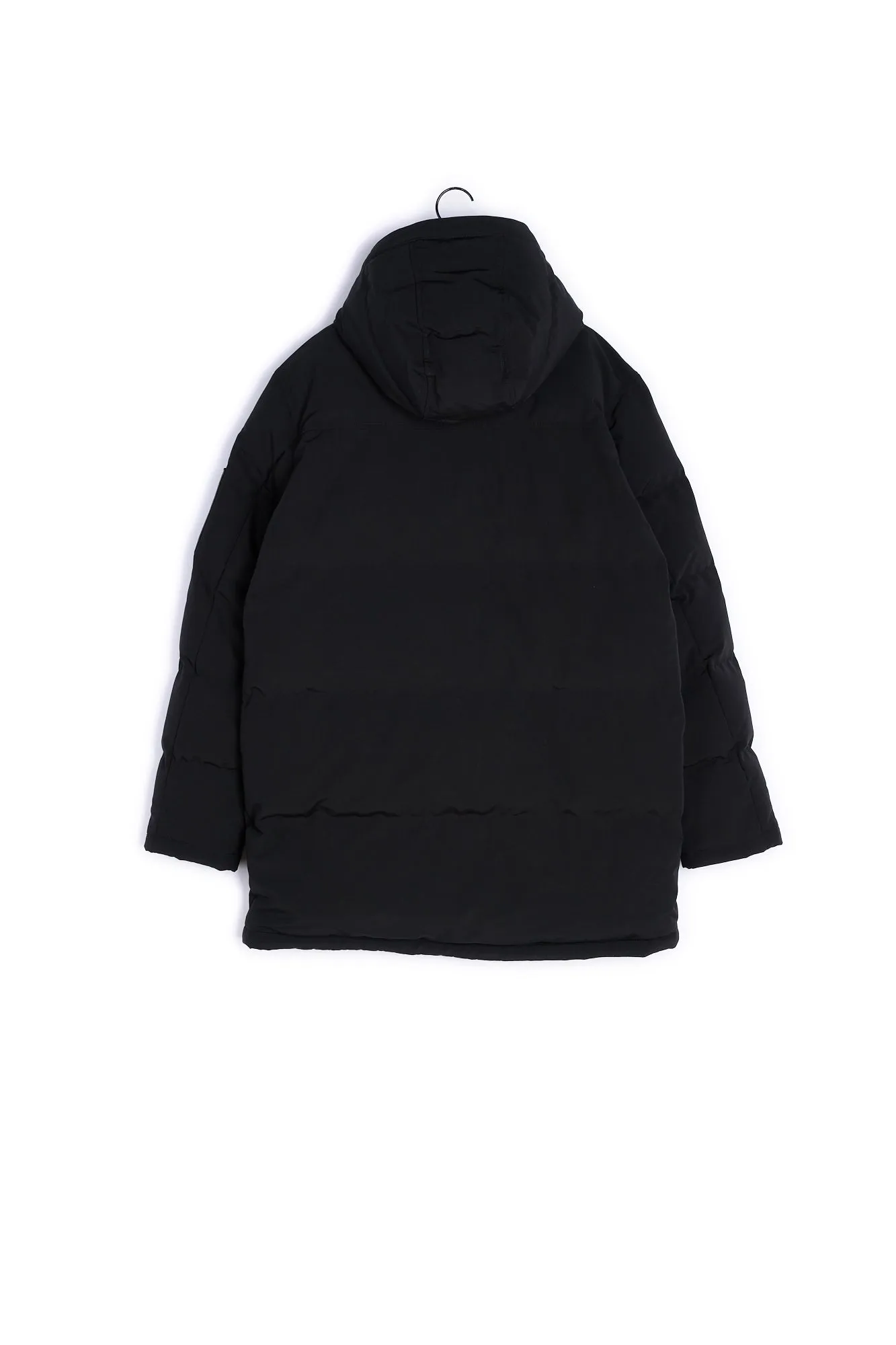 Parka coton noire matelassée détail cuir