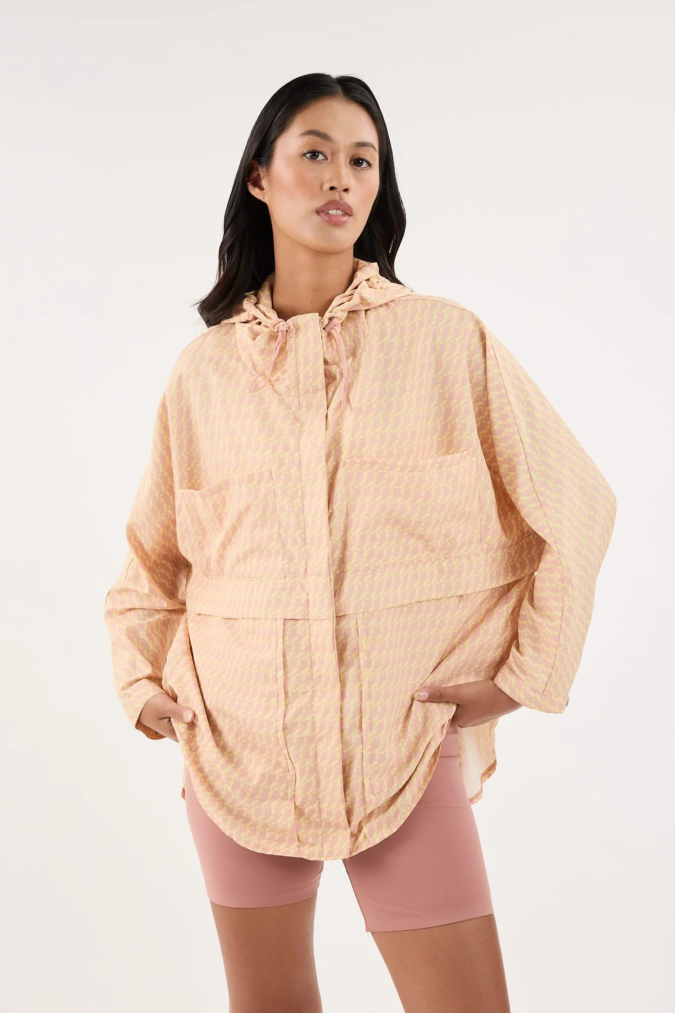 Peach Printed Parka Jacket