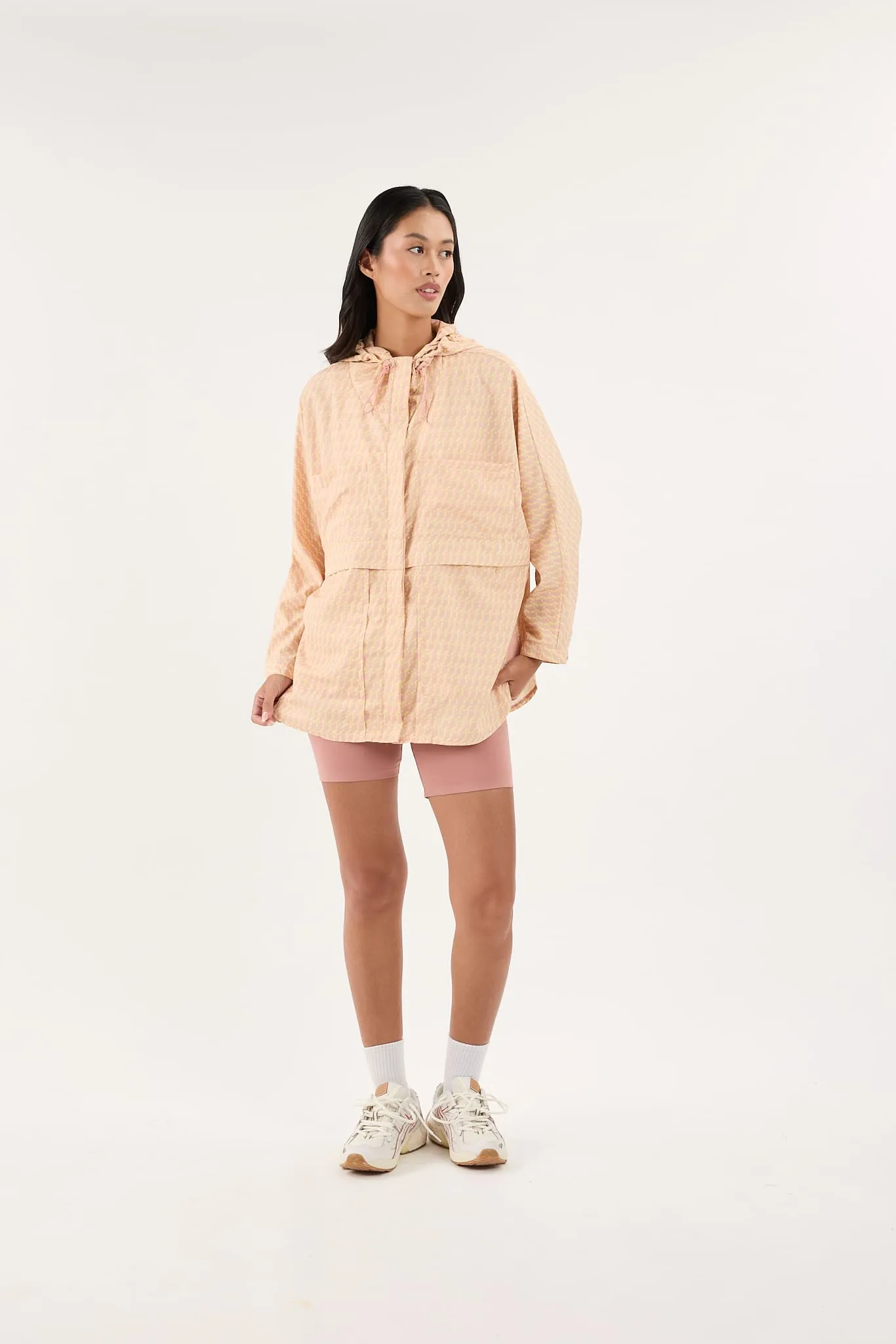 Peach Printed Parka Jacket
