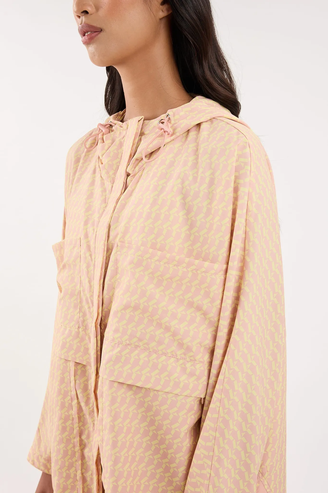 Peach Printed Parka Jacket