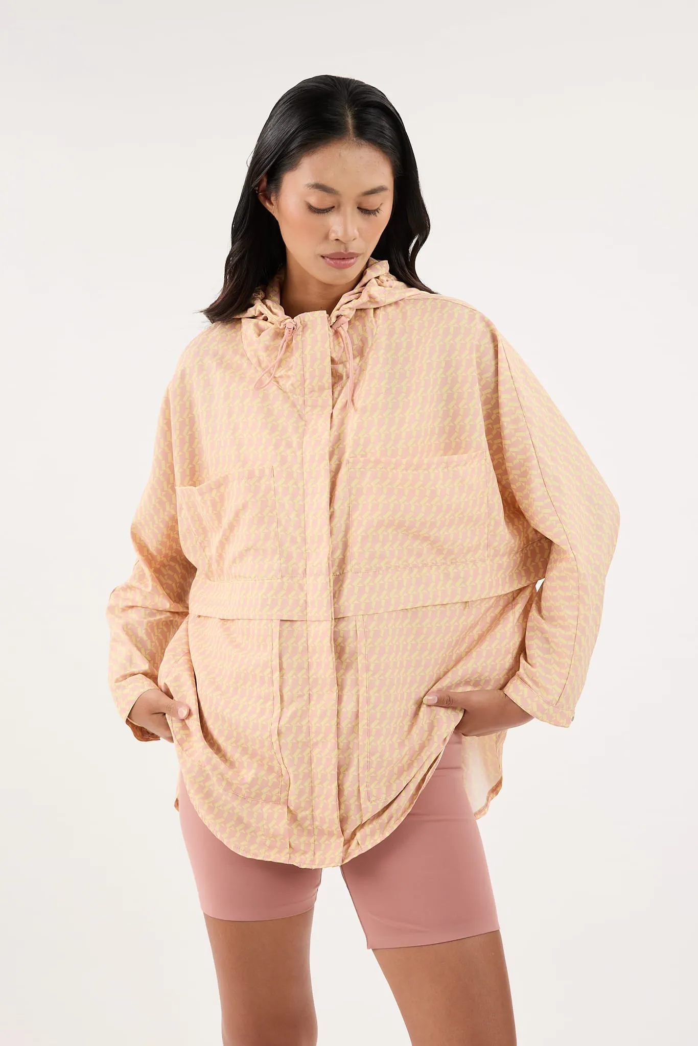 Peach Printed Parka Jacket