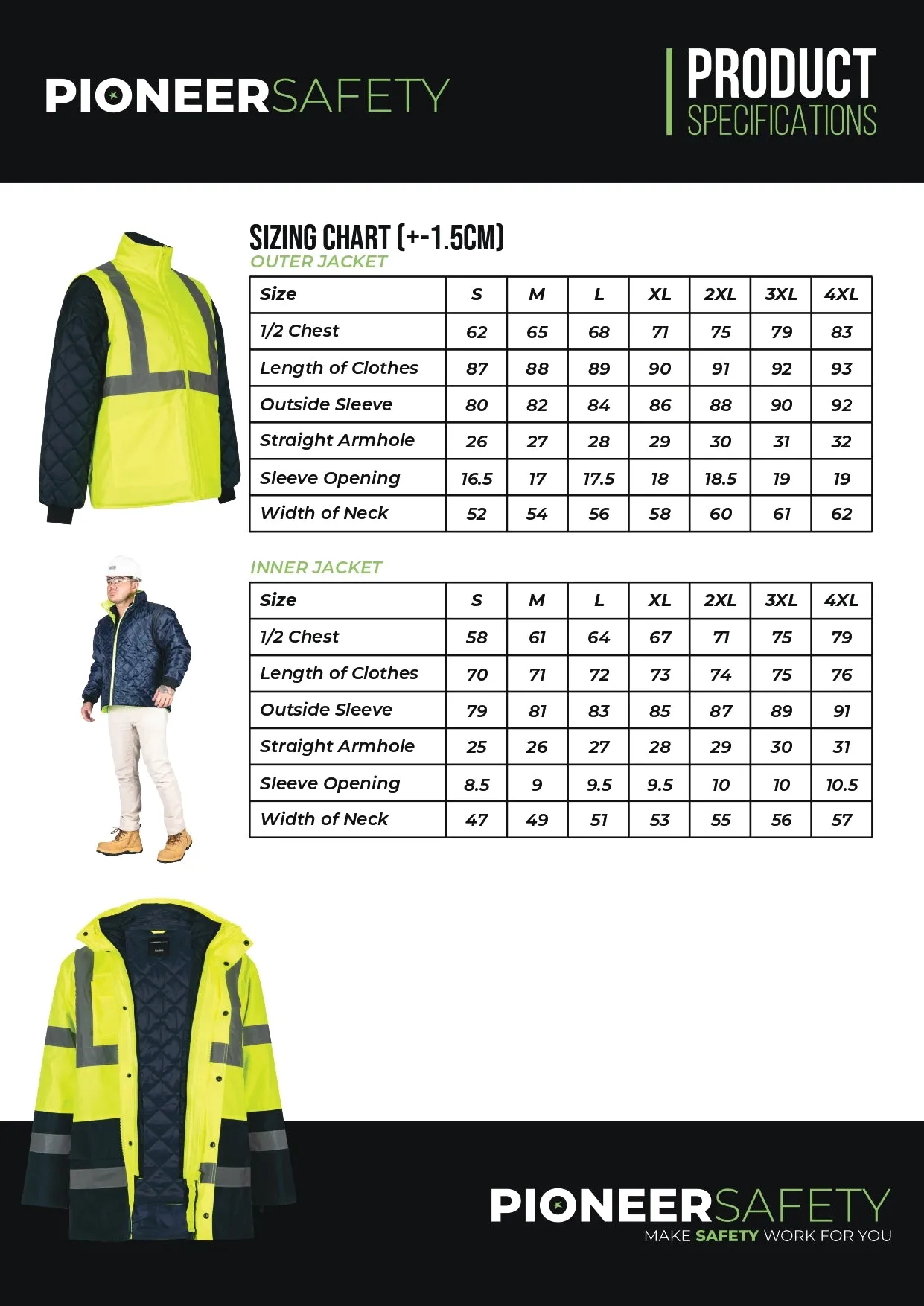 PIONEER SAFETY Jacket Parka 5 In 1 Lime/Navy