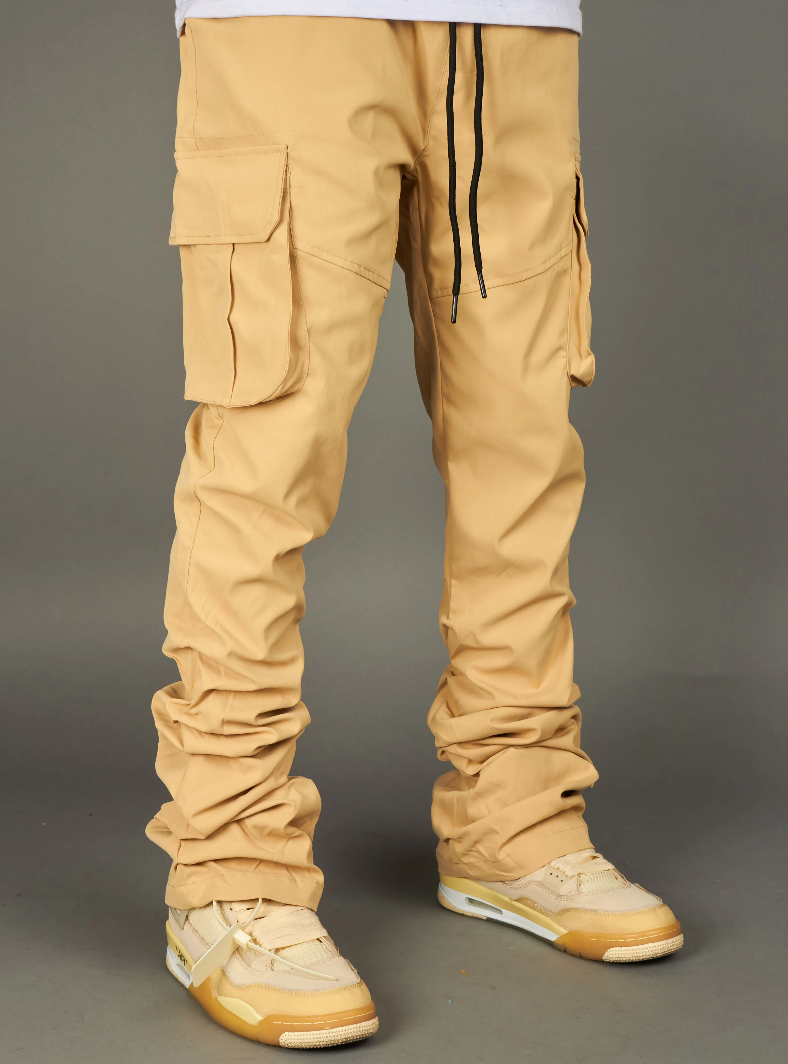 Rebel Minds Cargo Pants - Solid Cargo Stacked  - khaki - 100-422