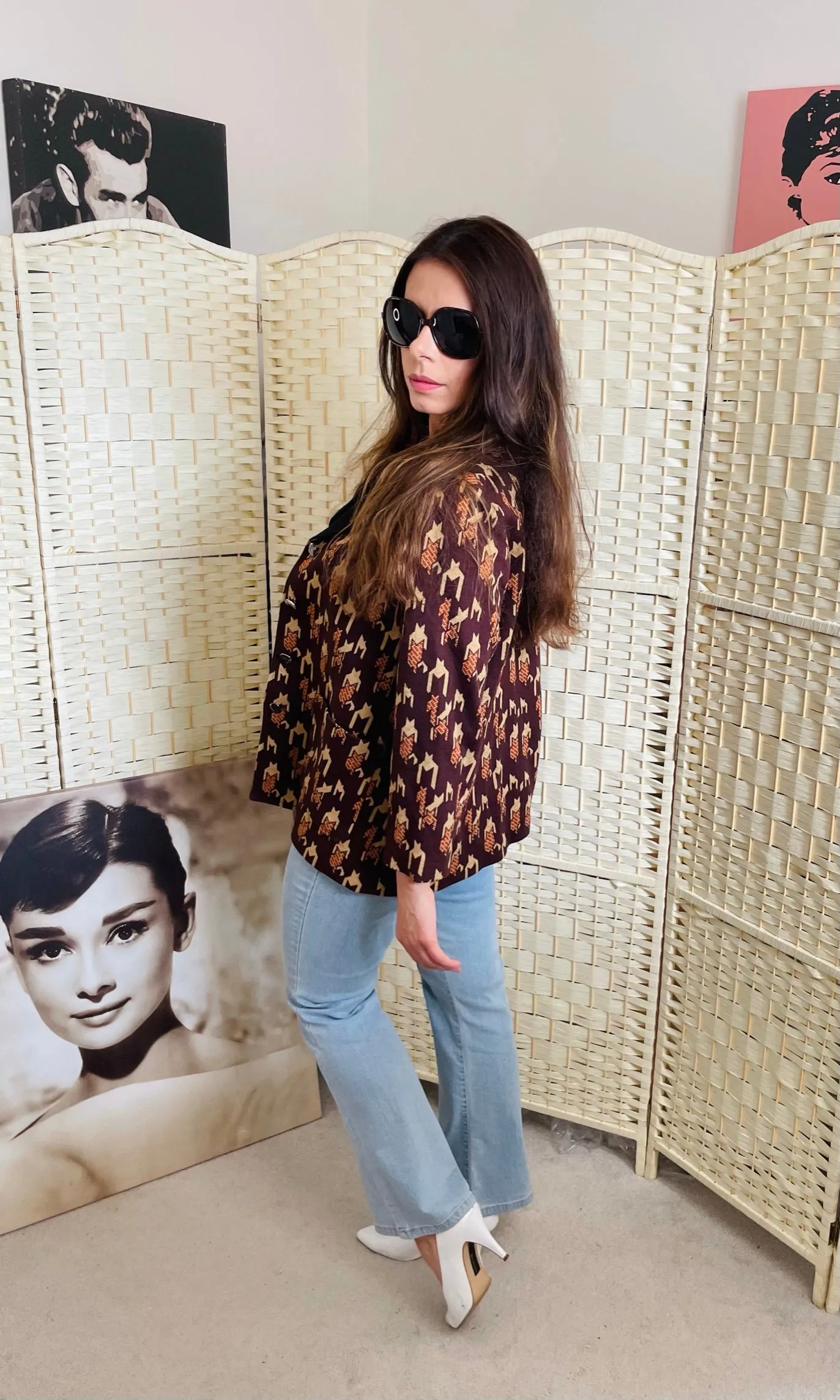 RENT Vintage 1970's Blazer Jacket in Aztec Print