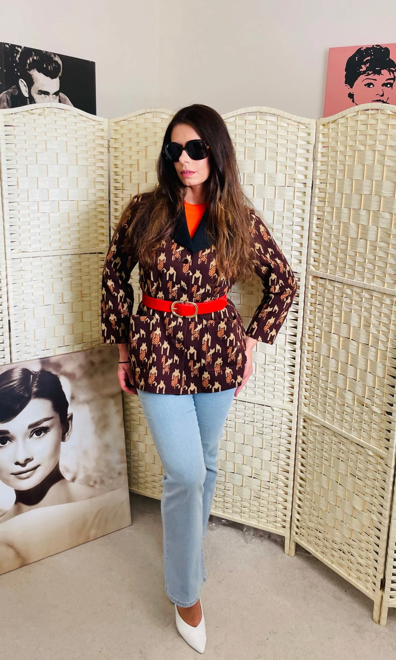 RENT Vintage 1970's Blazer Jacket in Aztec Print