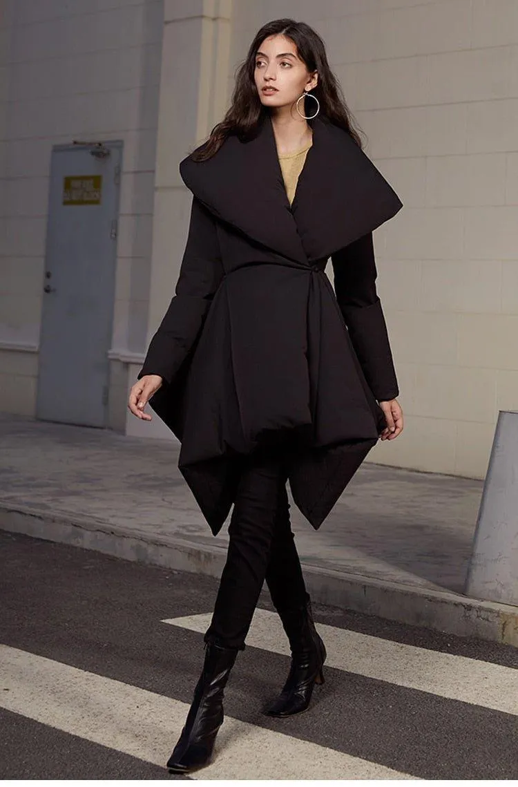Retro vintage inspired high quality parka high low Winter Down Jacket Big Collar Coat - Lewis
