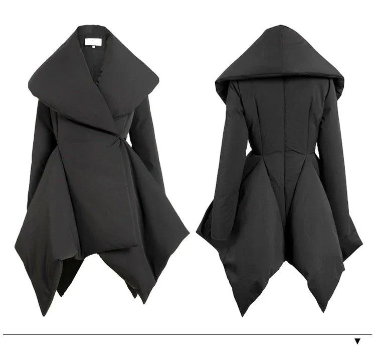 Retro vintage inspired high quality parka high low Winter Down Jacket Big Collar Coat - Lewis