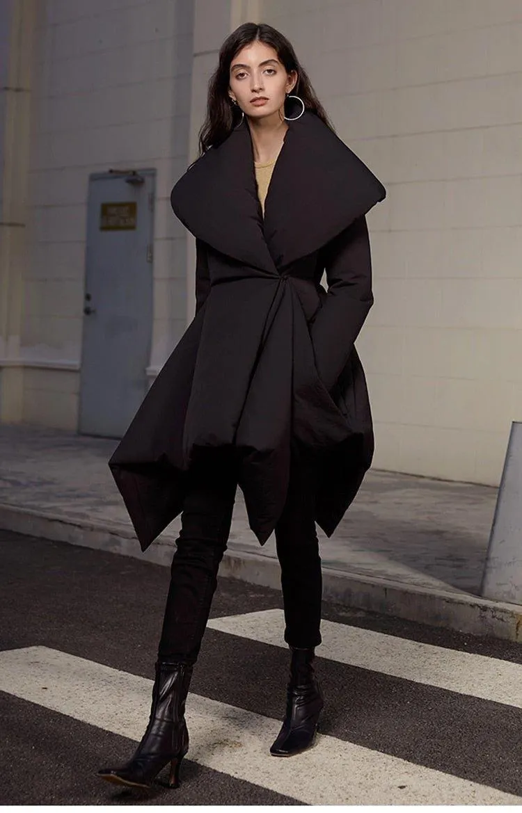 Retro vintage inspired high quality parka high low Winter Down Jacket Big Collar Coat - Lewis