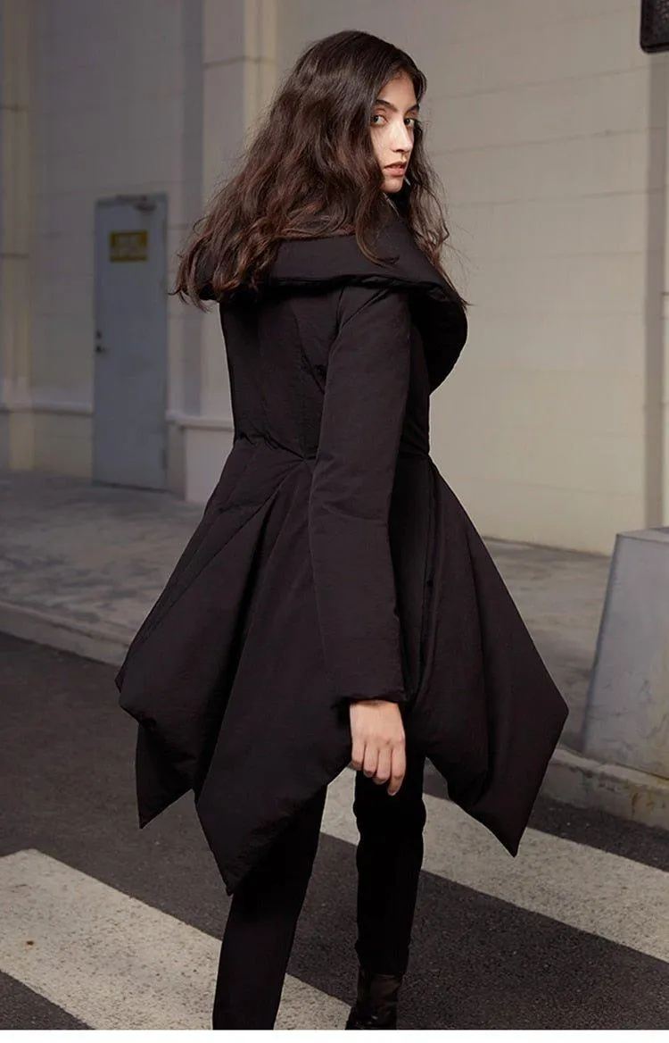 Retro vintage inspired high quality parka high low Winter Down Jacket Big Collar Coat - Lewis