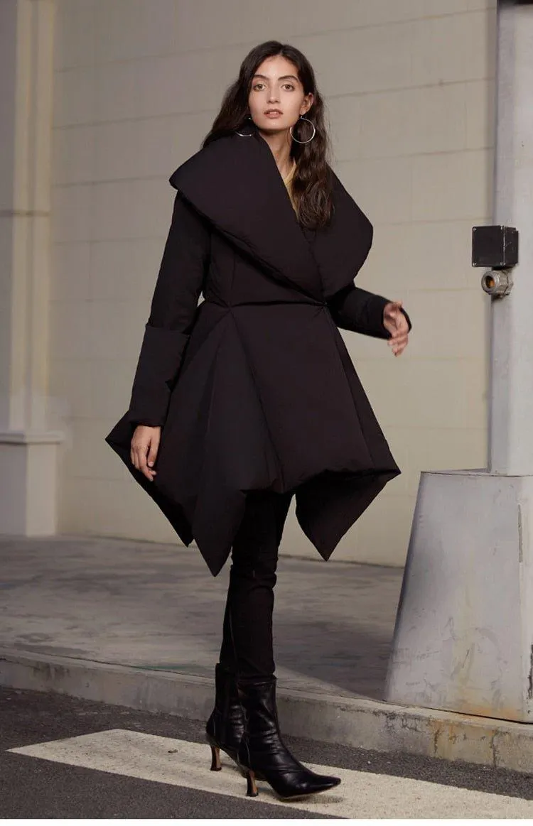 Retro vintage inspired high quality parka high low Winter Down Jacket Big Collar Coat - Lewis