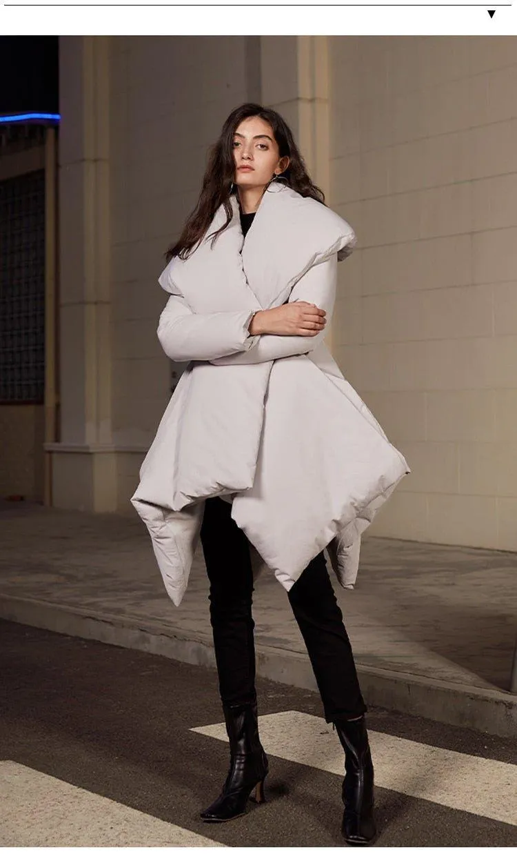 Retro vintage inspired high quality parka high low Winter Down Jacket Big Collar Coat - Lewis