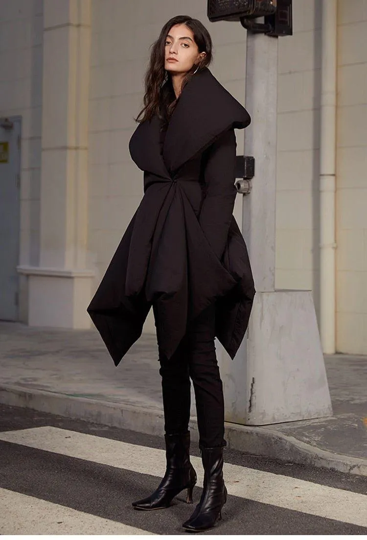 Retro vintage inspired high quality parka high low Winter Down Jacket Big Collar Coat - Lewis
