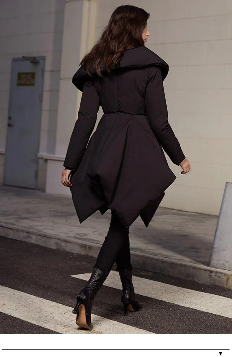 Retro vintage inspired high quality parka high low Winter Down Jacket Big Collar Coat - Lewis